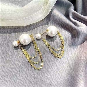 Double Sided Earrings With Hanging Chains
